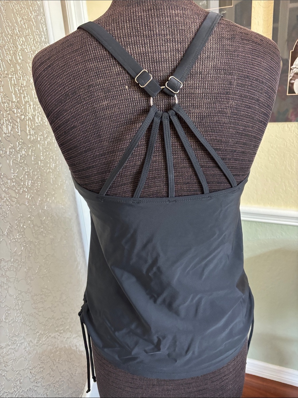 Black Women's Tankini Swim Top - Classic Scoop Neck - Picture 3 of 7